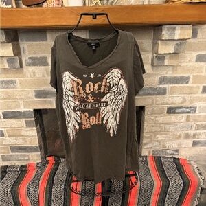 Ellos Dark Grey Rock & Roll Graphic Tee